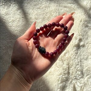 Ruby Garnet Beaded Bracelet – Protective Energy | Artisan Crafted | Size 7.5